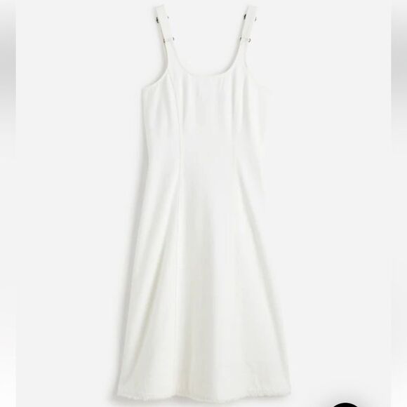 Madewell Denim Scoopneck Midi Dress in Pure White Wash NWT XS - Picture 6 of 11